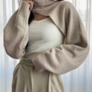 SHEIN Cream Turtleneck Super Crop Sweater